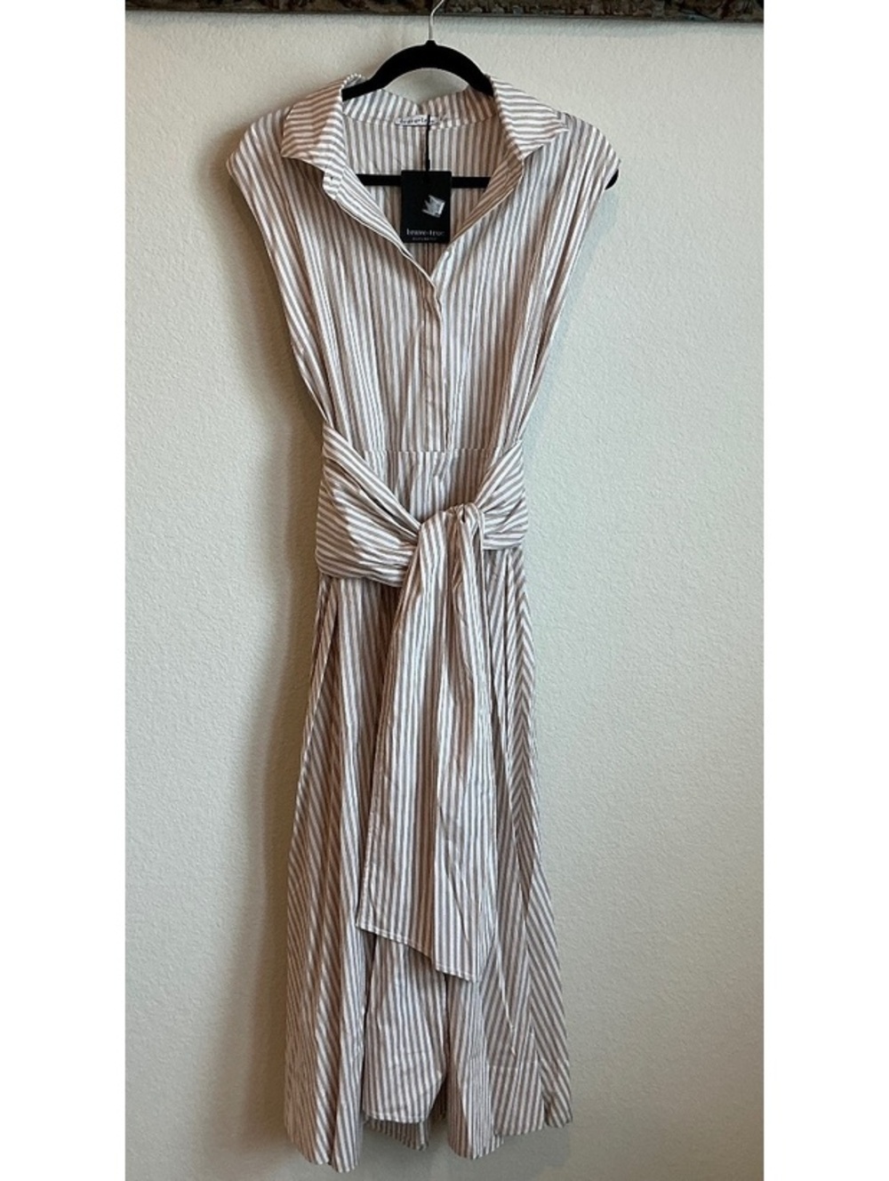 brave+true Everywoman Striped Sleeveless Midi Dress with Tie Waist XL